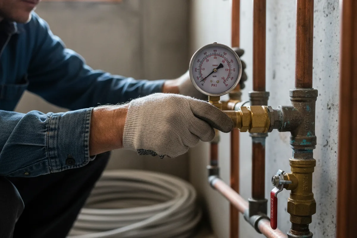 Pressure testing a repaired line during Water Line Repair in Decatur